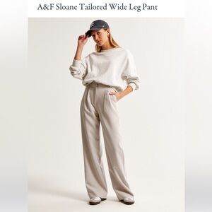 Abercrombie & Fitch Sloane Tailored Wide Leg Pant - Light taupe